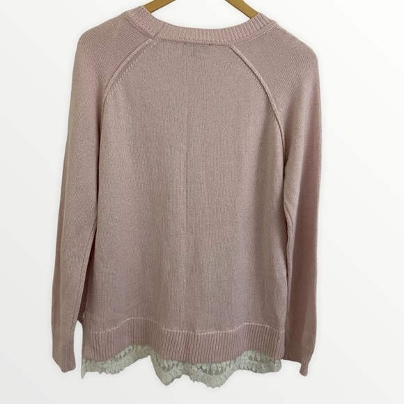 Tommy Hilfiger Lt Pink Metallic Lace Trim Sweater Sz L - Picture 12 of 12